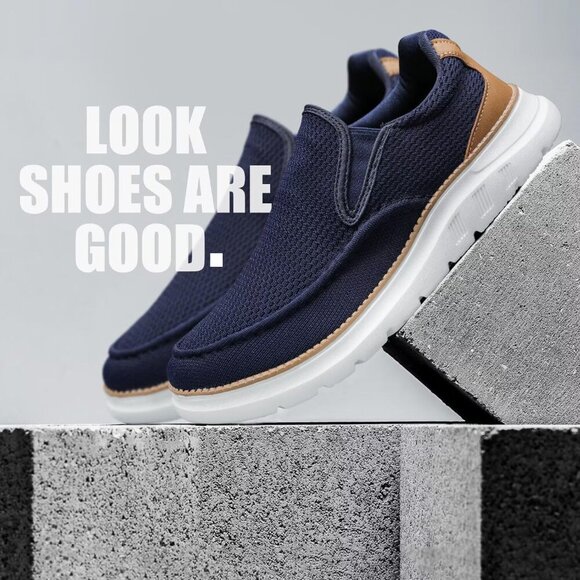〽️Men Closed Toe Loafers Dark Blue Sneakers Pull-On Walking Comfort Casual Shoes main image 3